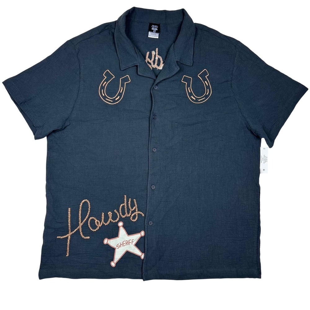 NEW Disney Toy Story Woody Cowboy Horse Shoe Shirt Western Button Up Mens 3XL